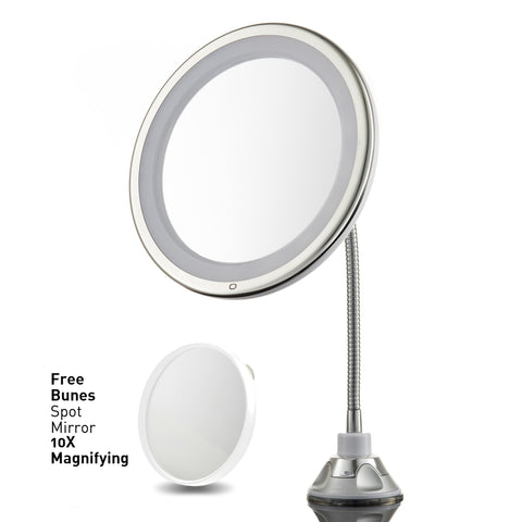 Probeautify Probeautify 3x Magnifying Lighted Makeup Mirror - 10" Long Gooseneck Mirror with Warm LED Light- Best Wireless, Battery Operated, Adjustable, Bathroom Vanity Dresser Mirror - FREE 10X Magnifying Spot Mirror
