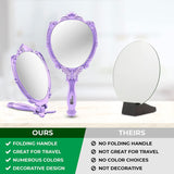 Probeautify Decorative Hand Held Mirror - Beautifully Butterfly Design Hand Mirrors with Handle - Lightweight Mirror - 180 Degrees Full Folding Portable Mirror - Travel Makeup Mirror (Lavender)
