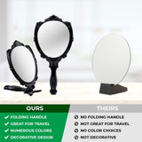 Probeautify Decorative Hand Held Mirror - Beautifully Butterfly Design Hand Mirrors with Handle - Lightweight Mirror - 180 Degrees Full Folding Portable Mirror - Travel Makeup Mirror (Black)