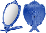 Probeautify Decorative Hand Held Mirror - Beautifully Butterfly Design Hand Mirrors with Handle - Lightweight Mirror - 180 Degrees Full Folding Portable Mirror - Travel Makeup Mirror (Blue)