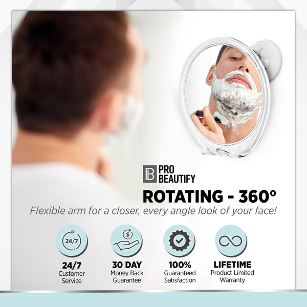 Probeautify Fogless Shower Mirror with Razor Hook Powerful Locking S