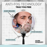 Probeautify Fogless Shower Mirror with Razor Hook | Powerful Locking Suction Cup | 360 Degree Rotating