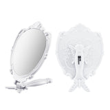 Probeautify Decorative Handheld Compact Mirror- Embossed Butterfly Design- Folding Handle- Lightweight & Portable- 180 Degrees Full Folding- Premium Quality- Ideal For Your Makeup Routine- Travel Mirror (White)