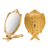 Probeautify Decorative Handheld Compact Mirror- Embossed Butterfly Design- Folding Handle- Lightweight & Portable- 180 Degrees Full Folding- Premium Quality- Ideal For Your Makeup Routine- Travel Mirror (Gold)