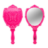 Probeautify Decorative Handheld Compact Mirror- Hot Pink- Embossed Butterfly Design- Folding Handle- Lightweight & Portable- 180 Degrees Full Folding- Premium Quality- Ideal For Your Makeup Routine- Travel Mirror