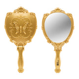 Probeautify Decorative Handheld Compact Mirror- Embossed Butterfly Design- Folding Handle- Lightweight & Portable- 180 Degrees Full Folding- Premium Quality- Ideal For Your Makeup Routine- Travel Mirror (Gold)